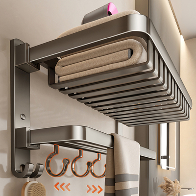 太空铝网篮免打孔浴巾架