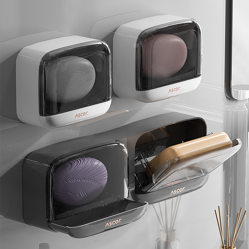 壁挂式肥皂香皂盒子沥水排水卫生间多用家用高档免打孔带盖置物架,家庭/个人清洁工具,皂盒,淘宝优惠券,粉丝福利购,淘宝优惠卷