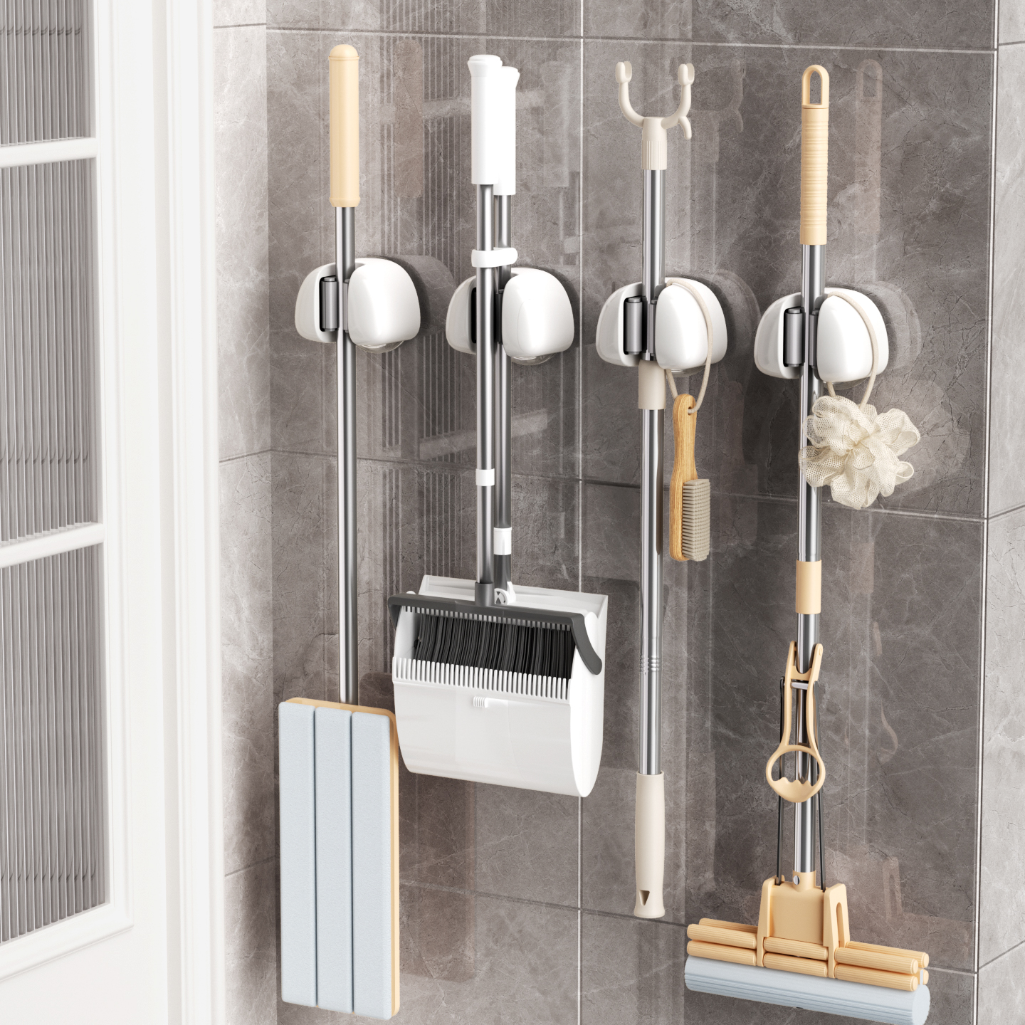 吸盘拖把架单个免打孔