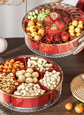 红色乔迁之喜果盘轻奢高档结婚糖果盒客厅茶几家用2025新款高颜值