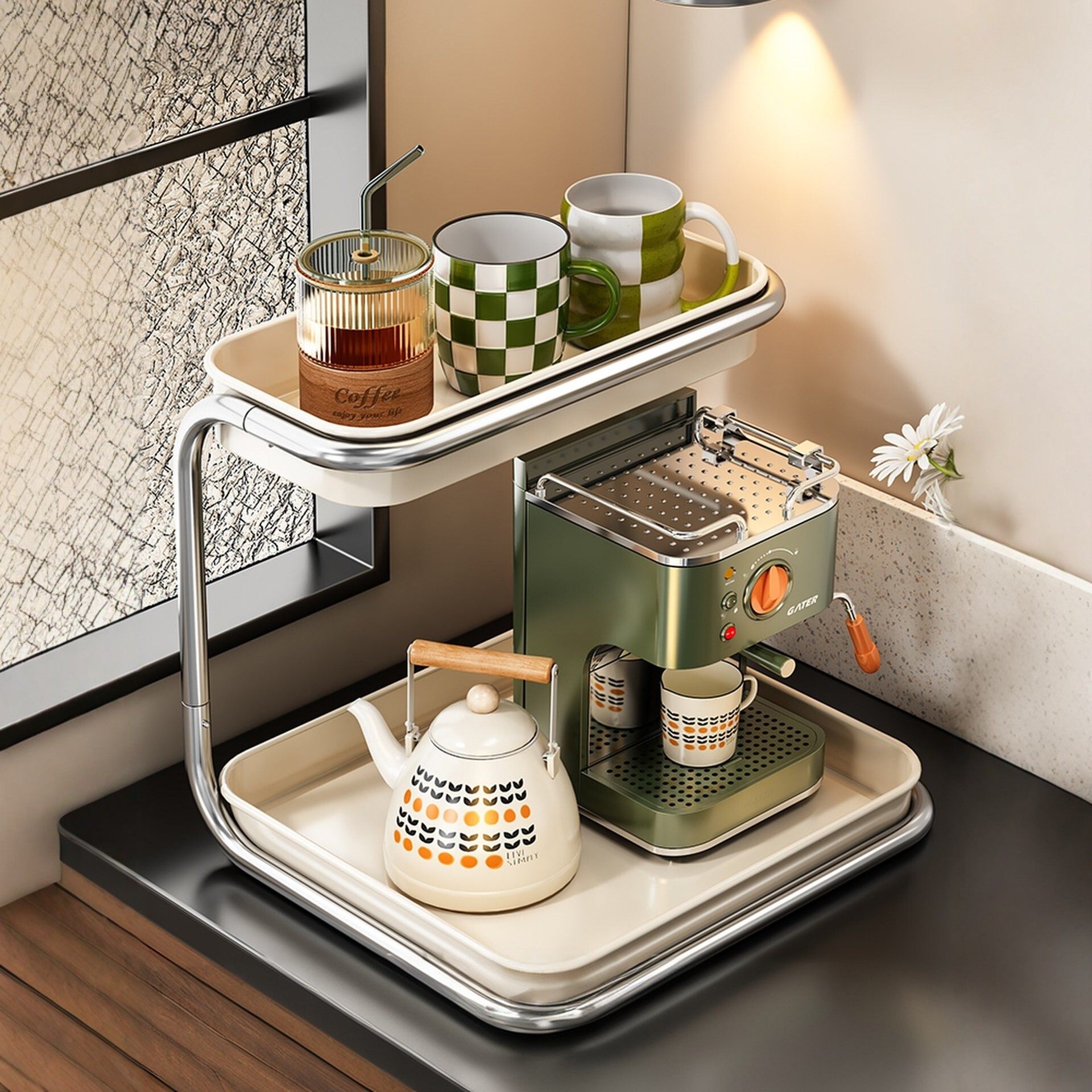 水杯收纳置物架双层茶杯架茶具玄关收纳架家用桌面摆放托盘放杯子