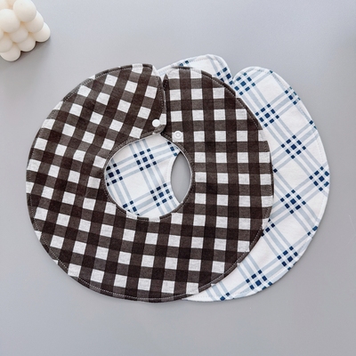 新款ins韩版婴儿口水巾a类棉360°圆形围嘴宝宝双面棉防水口水兜