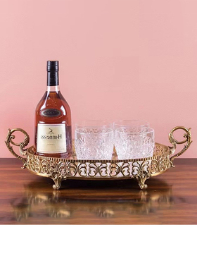 法式美式奢华纯铜托盘欧式客厅