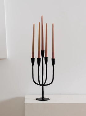 欧美式轻奢黑色蜡烛台摆件装饰品