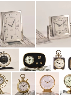 高端奢华铜座钟表 欧美法式复古典桌面台钟 书房玄关酒柜怀旧摆件