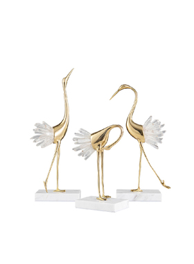 水晶摆件美式客厅仙鹤欧式法式