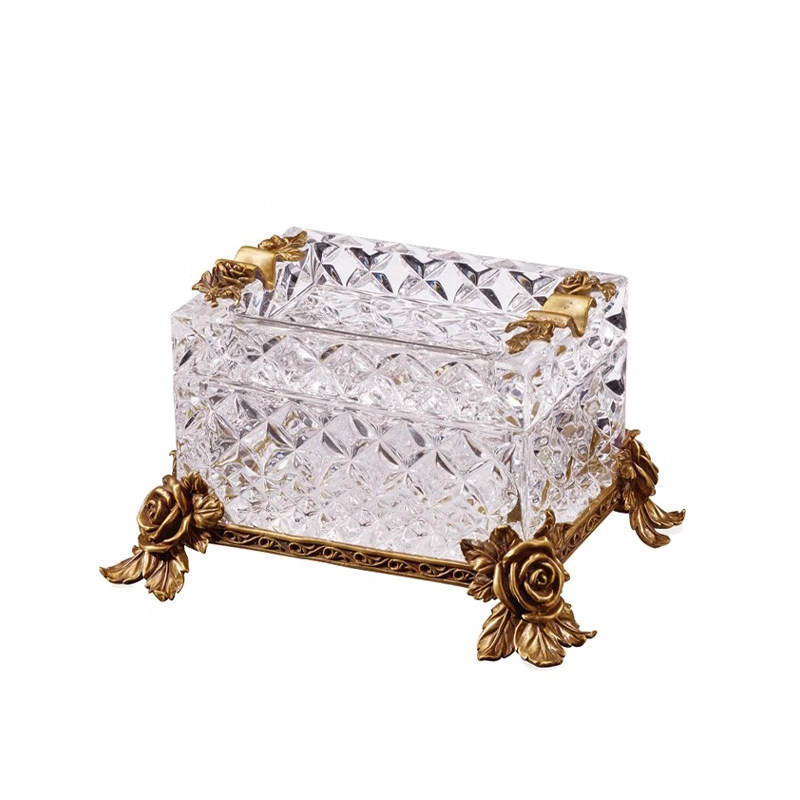 奢华高端欧美式烟碟法式复古典客厅装饰品餐桌书房烟灰缸纯铜摆件