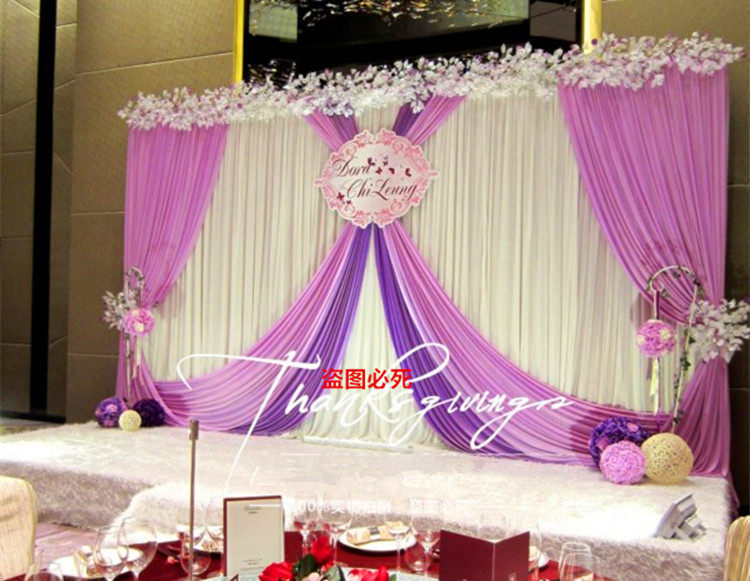 2016新款婚庆舞台背景布幔婚礼迎宾区道具布置留影区帷幔背景纱幔