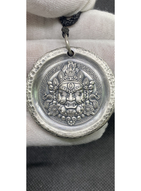 黄财神吊坠五路财神版足银9999 手工制作生日礼物足银吊坠实心
