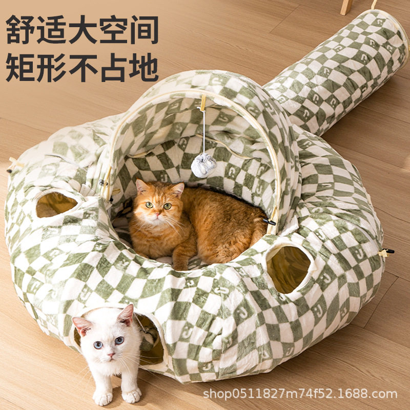 跨境热销可折叠猫隧道滚地龙玩具保暖猫窝猫钻洞秋冬猫床宠物用品