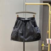 减龄松紧腰a字防走光工装 薄款 短裙 侧边大口袋休闲半身裙夏季 美式