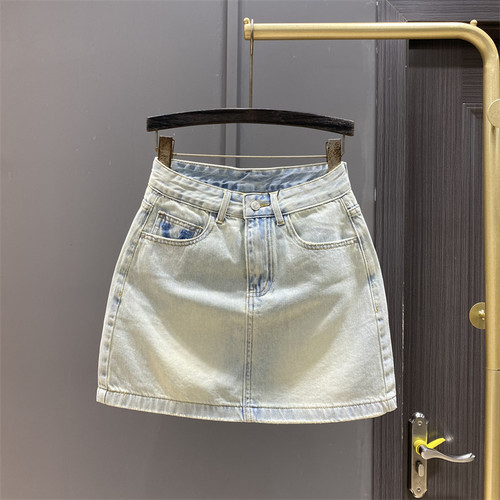 浅色复古包臀牛仔裙韩版2025年夏季新款洋气显瘦a字裙防走光短裙