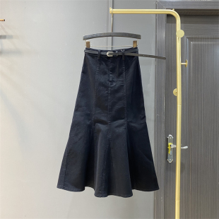 A字包臀鱼尾裙子 高腰修身 复古牛仔半身裙女2025年春秋新款 中长款