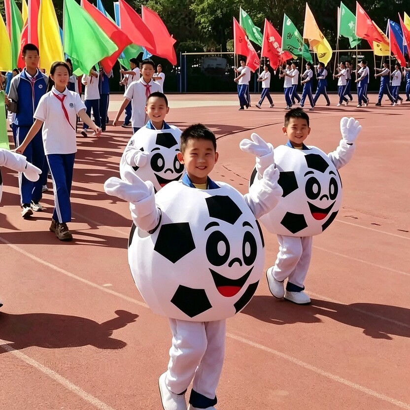 儿童足球卡通人偶服定制卡通街舞舞蹈服装幼儿亲子运动会体育用品
