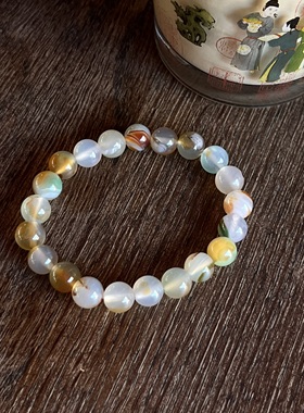 国风天然石孔雀玛瑙气质显白手串