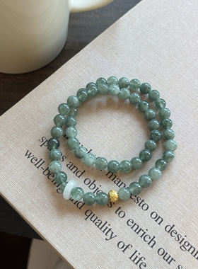 参商天然巴山玉环沙金双圈手串