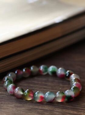 新中式古物配色白玉加色手串