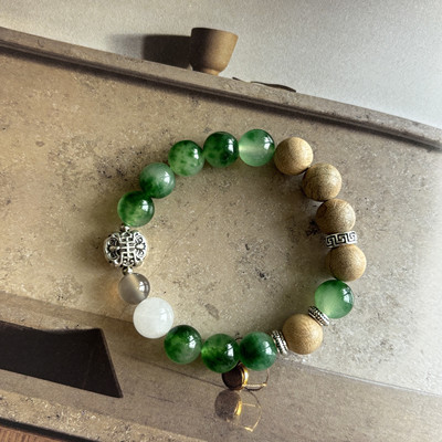 汉白玉灰玛瑙民族风串珠手链