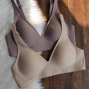 日本深V果冻大胸显小缩胸文胸防下垂内衣女无痕一片式 胸罩 超薄款