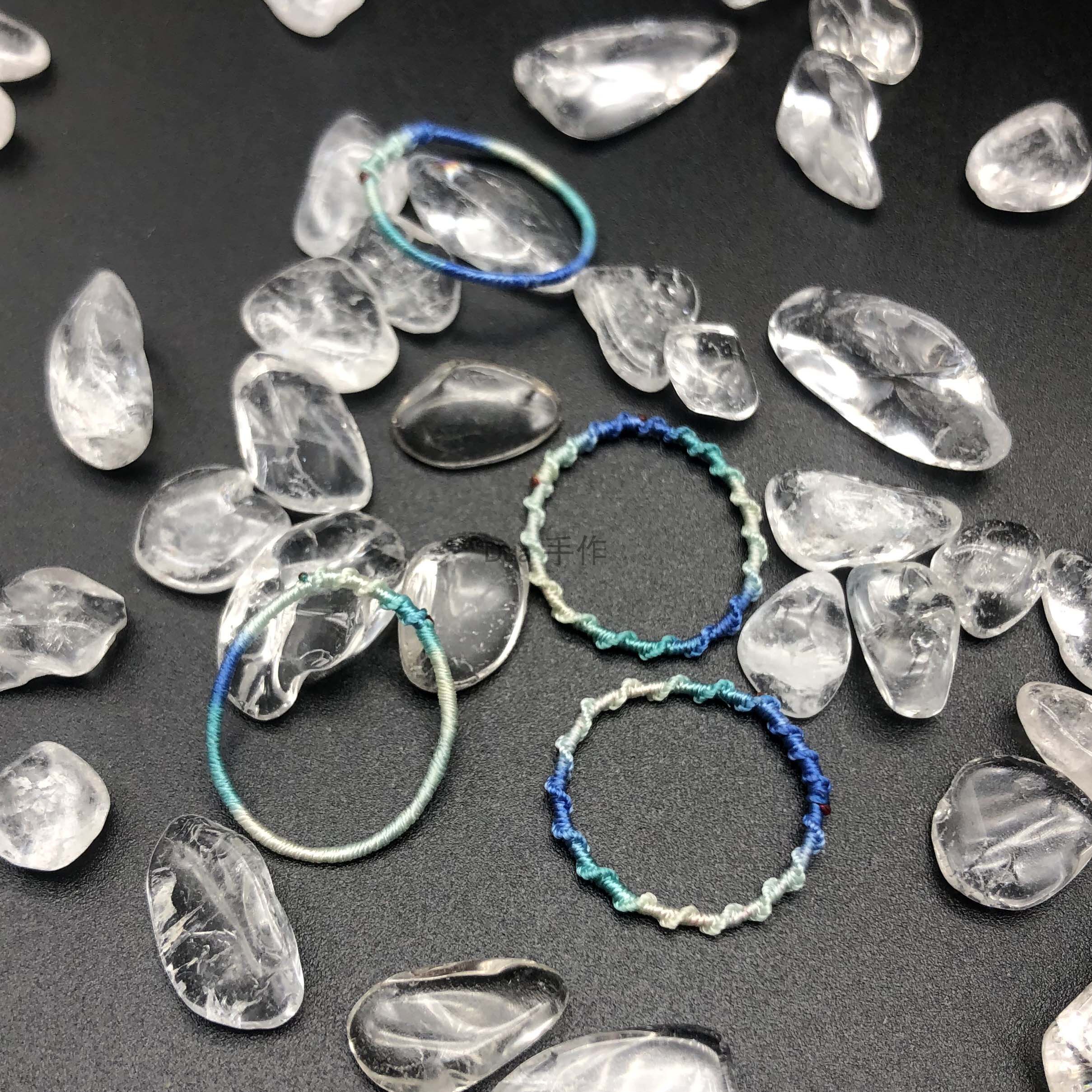 dua手作「大海」绳拼色戒浅蓝白