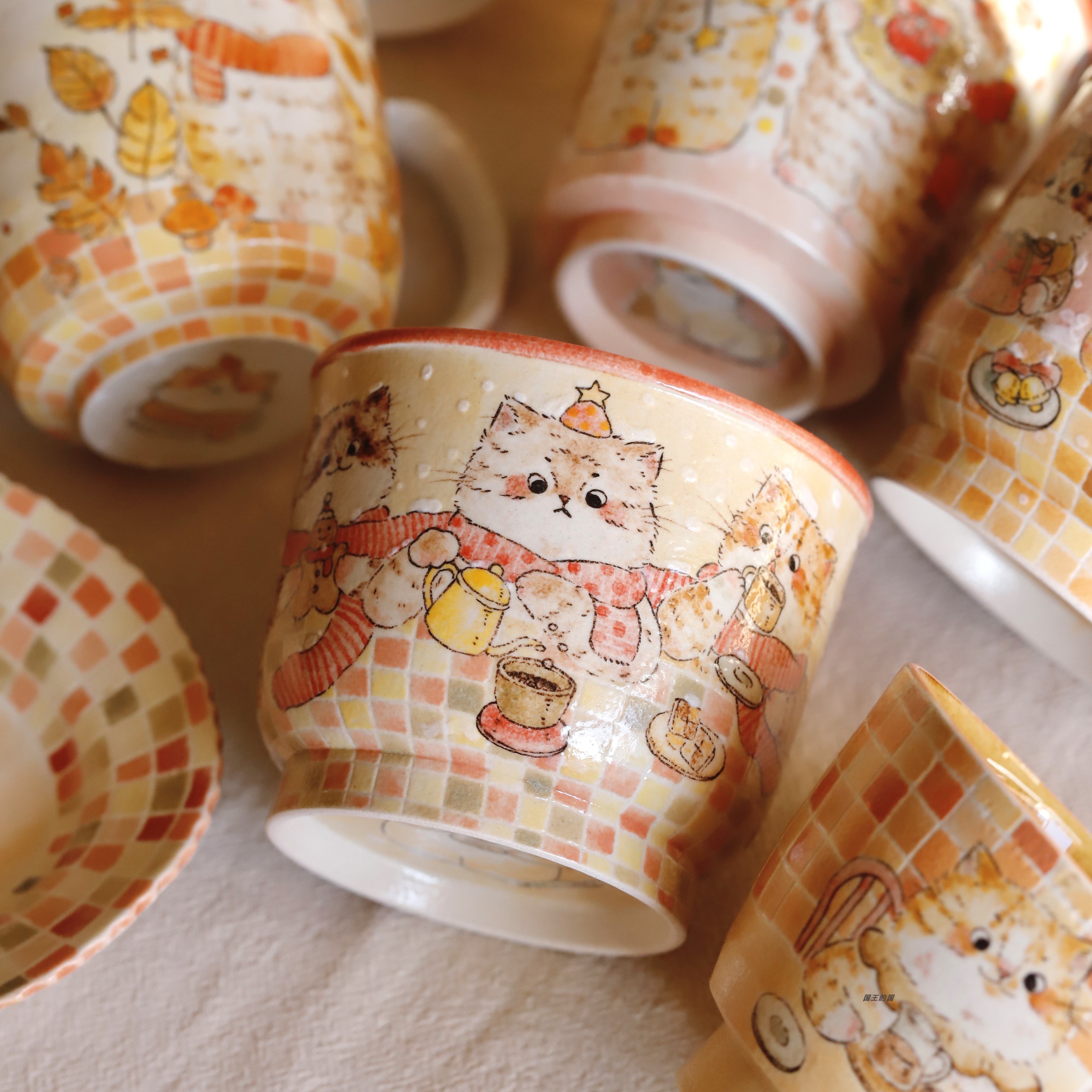 国王的国牛猫 圣诞秋冬系列合集咖啡杯把手杯手握杯花边盘冰箱贴