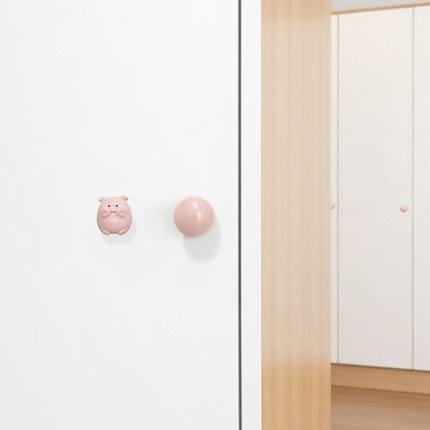 新款可爱圆球儿童房拉手简约衣柜门免打孔抽屉小把手明装单孔