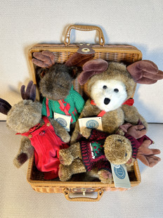 Boyds变装麋鹿泰迪熊五关节可动麋鹿收藏级中古古董毛绒玩偶娃娃