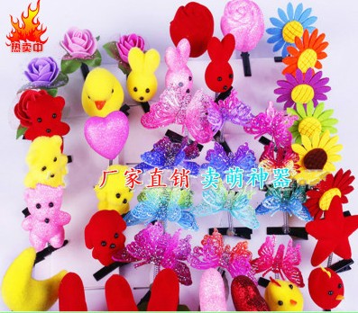 卖萌小鸡发夹 桃心  红色小熊小狗 卖萌小花 微商扫码礼品
