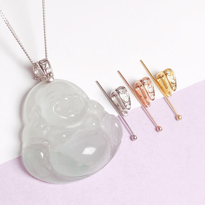 s925纯银花丝U型扣头斜孔佛公扣