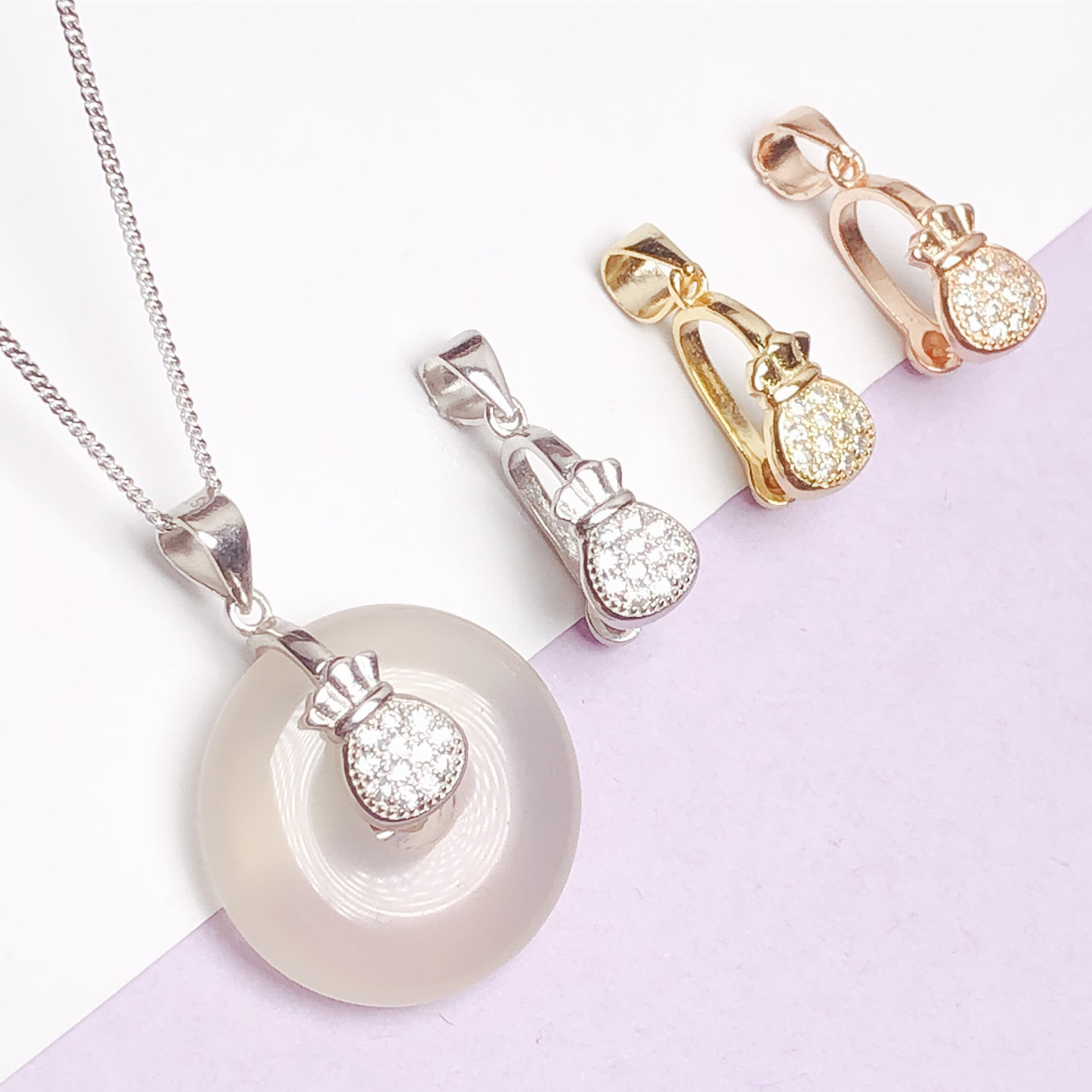 小号平安扣夹扣s925纯银吊坠头