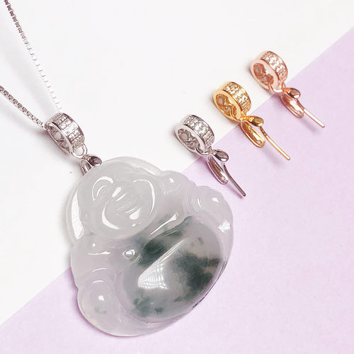 小吊坠扣头佛公斜孔针扣包18K金