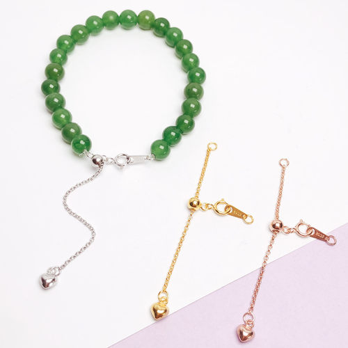 s925纯银珍珠延长链抽拉黄金手链