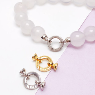 穿串珍珠项链扣S925纯银手链搭扣连接光面扣毛衣链手串男女扣配件