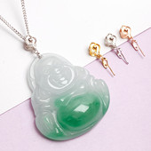 925纯银针式 扣迷你吊坠扣diy配件祥云斜孔翡翠玉石扣头玉佛扣卡扣