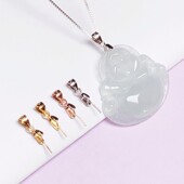 S925纯银项链扣接头连接扣夹扣斜孔翡翠玉扣瓜子扣小号金色玉佛扣