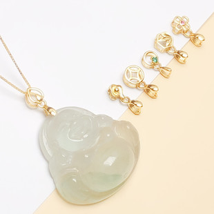 18k金吊坠扣头S925纯银项链扣佛公对夹扣黄金色瓜子扣迷你号卡扣