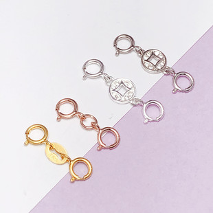 925纯银双头弹簧扣项链锁扣头手链扣铜钱连接扣DIY饰品链扣环包邮