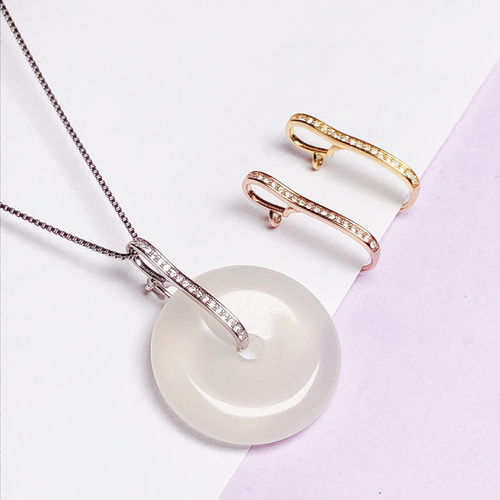 翡翠平安夹子18K金色简约吊坠扣