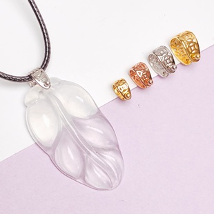 S925纯银扣头加厚玉坠扣夹扣斜孔diy瓜子扣翡翠扣项链镀18k吊坠扣