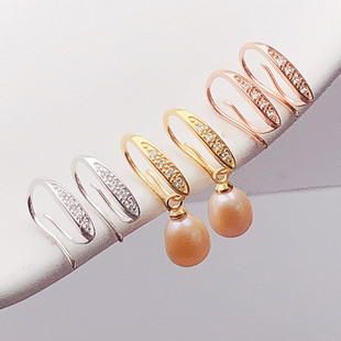 s925纯银镀18k金耳环配件diy手工制作珍珠百搭耳钩耳环饰品耳饰