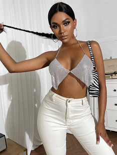 闪闪夏季 网红热销性感夜店蹦迪露背亮钻吊带小背心女616 新款