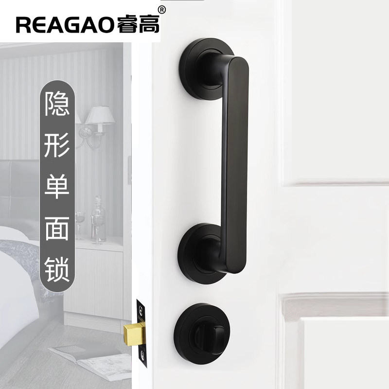 隐形门锁木门双开门大拉手门把手图片