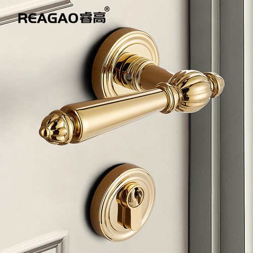 睿高纯铜法式室内门锁静音门把手