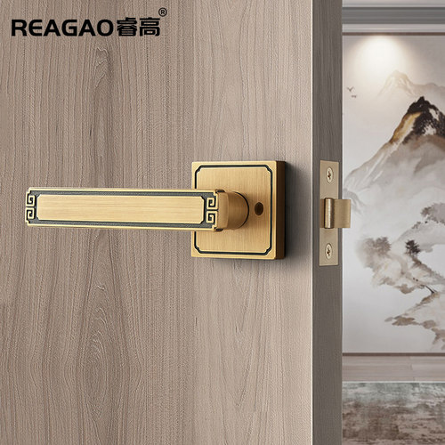 睿高纯铜卫浴锁卫生间通道门把手