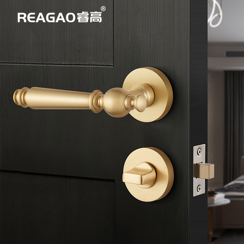 睿高纯铜隐形门锁单面锁单边室内