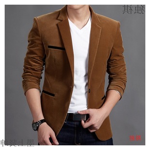 新款 灯芯绒西装 韩版 修身 小便单西 商务休闲小西服男青年时尚 秋冬装