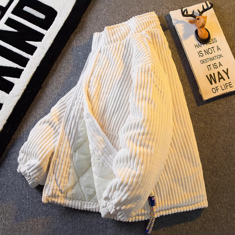 复古灯芯绒棉衣男秋冬季新款潮牌加厚保暖棉服oversize情侣装外套