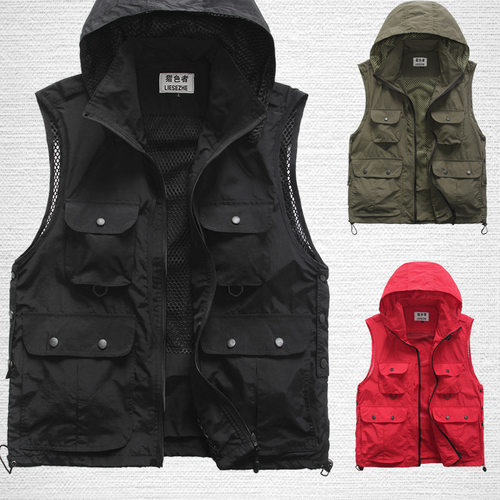 休闲男士马甲多口袋印LOGO广告志愿者工装马甲户外摄影坎肩马夹