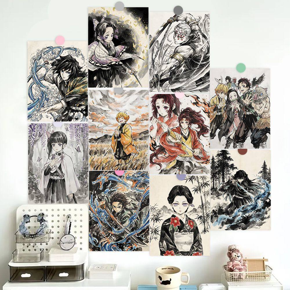水墨风鬼灭之刃海报炭治郎祢豆子动漫周边二次元房间装饰背景墙贴,家居饰品,涂鸦墙贴,淘宝优惠券,粉丝福利购,淘宝优惠卷