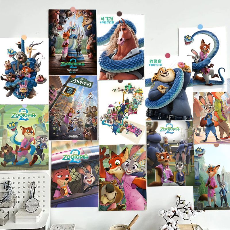 60张疯狂动物城海报尼克朱迪周边高清壁纸房间宿舍背景墙贴装饰画